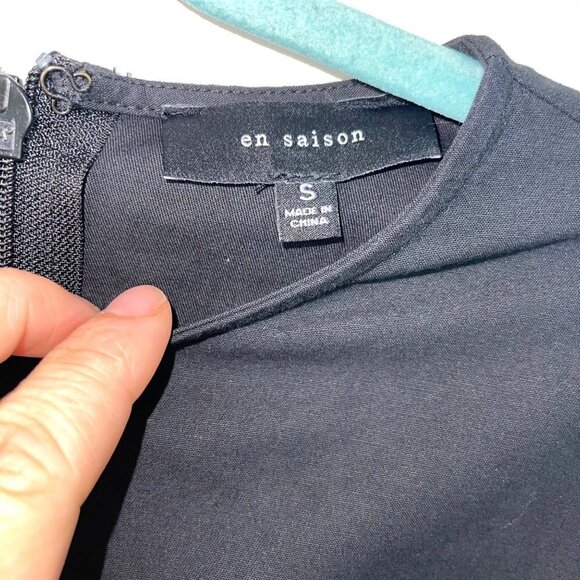 En Saison Jumpsuit Womens Size Small S Poplin Ruffled Zipper Drawstring Black - Picture 4 of 12